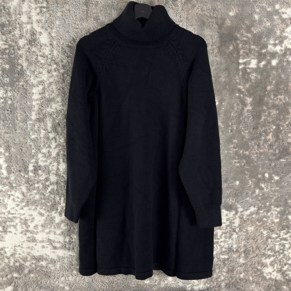Bluivy Size M/L Turtleneck Long Sleeve Knit Mini Sweater Dress Black Women Long